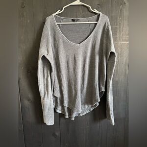 Lucky Brand Gray Asymmetrical Long Sleeve Blouse